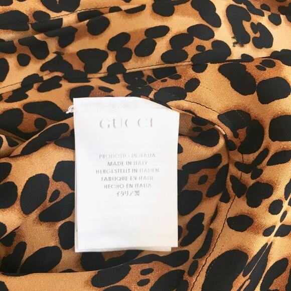 GUCCI Leopard Cheetah Print Silk Cape Shirt 38 - Picture 7 of 8